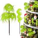 Christmas Tree Decorations Clearance, 10 PCS 17" Large Lime Green Furry Christmas Tree Topper Picks Decor Ornaments, Christmas Vase Fillers for Table Manle Gift Wrap, Xmas Home Holiday Decor