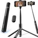67'' Automatic Phone Tripod, Auto-Open Selfie Stick for iPhone with Remote, 360 Rotatable Extendable Phone Stand for Video Recording Vlog, Stable Travel Tripod Compatible with iPhone Android