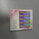 Ombre Acrylic Press on Nails Almond Medium Acrylic Nails Press Ons Full Cover Glue on Fake Nail with Silver Glitter Designs Pink Ombre Artificial Stick on False Nail for Women