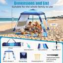 Beach Cabana,3 Side Curtains,7.2 * 7.2 FT for 5-6 People,Blue | Beach Canopy with Sand Bags,Easy Beach Shade, Beach Tents for Family, Adjustable Height