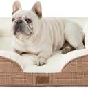 Bedsure Orthopedic Dog Bed for Medium Dogs - Waterproof Dog Sofa Beds Medium, Supportive Foam Pet Couch Bed with Removable Washable Cover, Waterproof Lining and Nonskid Bottom, Brown Checks (28.0"L x 23.0"W x 6.5"Th, Plaid-Brown)