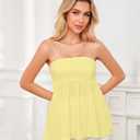 Ythomm Womens’s Ruffle Hem Bandeau Tube Tops Casual Sleeveless Strapless Peplum Flowy Blouse Shirts Summer Going Out Tanks (Yellow, L)