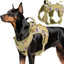 Heavy Duty Tactical Dog Harness for Dogs, No Pull Adjustable Pet Harness Reflective Service Training Easy Control Pet Vest Military K9 Working Dog Harnesses- , Desert Camo, Size M