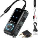 SONRU Bluetooth 5.3 Transmitter Adapter for Airplane 2-in-1 Wireless Bluetooth Audio Transmitter Receiver for 3.5mm Aux Jacks on Flight/TV/Gym Equipment, for up to 2 Wireless Headphones, Cell Phones (Black)