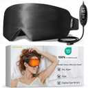 Silk Heated Eye Masks for Dry Eyes: Warm Compress for Tired Eyes Sinus Stye Eye Treatment - Stable Electric Moist Heating Pad for Sleep & Travel- FSA&HSA Eligible,USB Powered(Black)