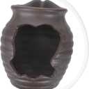 Mikikit Ceramic Fountain Jar with Flowing Water Circulation for Garden and Fish Tank Small Brown Open Top Pot Fountain Decor for Courtyard Hydroponic Planter Natural Relaxing Waterfall