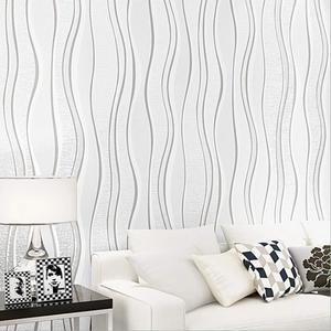 Q QIHANG Modern Simple Non-Woven Three-Dimensional Foamed Wallpaper 3D Wavy Vertical Stripes Hotel Living Room Dining Room Background Wall 20.87" Wx393.7 L Non-Pasted