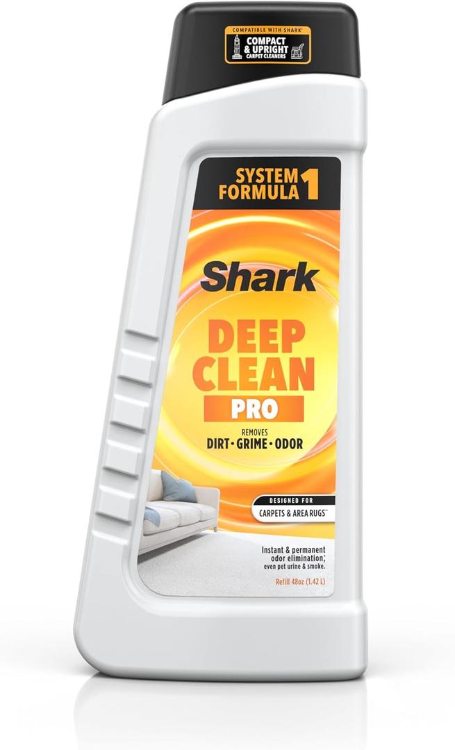 Shark CarpetXpert Deep Clean Pro Formula for All Shark Upright & Portable Carpet Cleaners, Formulated for all Carpets, Upholstery & Area Rugs, Eliminates Tough Pet Messes and Odors, 48oz, EXCM48 (48 Fl Oz (Pack of 1))