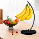 Banana Holder Stand - Hanging Hook Stands, Banana Hanger Hook Stand for Kitchen Counter (Modern, Full Black)