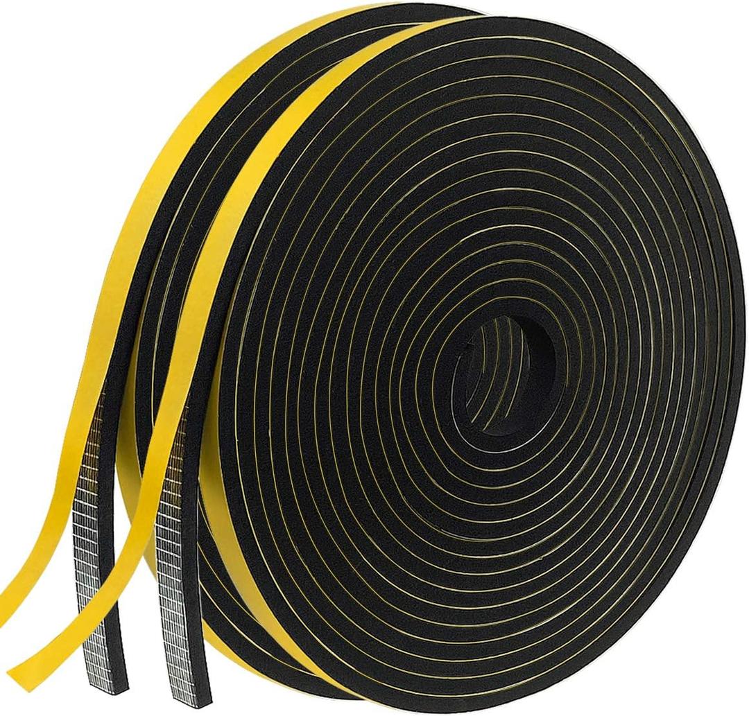 Air Conditioner Window Seal,Foam Insulation Tape for Sliding Doors and Windows,Gasket Seal, Anti Vibration Collision, Shockproof (1/2 in x 2/5 in x 16 Ft x 2 Roll)