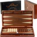 Handcrafted Wooden Backgammon Set, 16" Large Size, Classic Two-Player Strategy Board Premium Travel Game Board for Adults & Teenagers