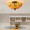 ANYLOVE Modern 12Inch Amber Flower Glass Semi Flush Mount Ceiling Light, 3 Light for Living Room Bedroom Hallway Entryway Foyer