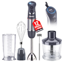 Mueller Multistick 5-in-1 Immersion Blender Handheld,12 Speed Hand Mixer-Turbo Boost,Heaviest Duty Copper Motor,Titanium reinforced Blades Hand Blender,Milk Frother Wand,Whisk,Beaker,Chopper,Grey (Gray)