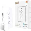 MOES 2.4GHz WiFi Wall Touch Smart Switch Neutral Wire Required, 3 Way Multi-Control, Glass Panel Light Switch Work with Smart Life/Tuya App, RF433 Remote Control, Alexa and Google Home White 3 Gang