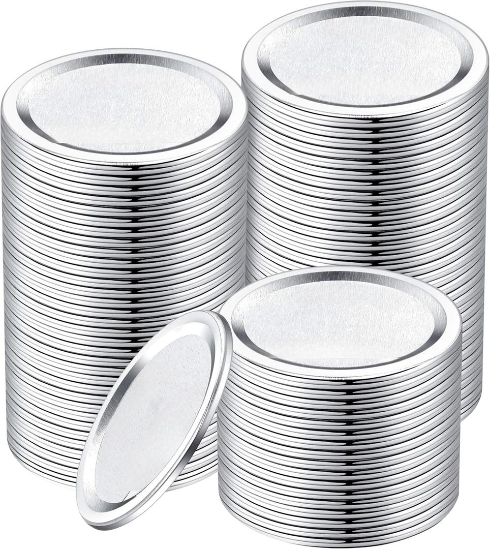 100-Count [Wide Mouth] Canning Lids for Ball, Kerr Jars - Split-Type Metal Mason Jar Lids for Canning - Food Grade Material, 100% Fit & Airtight for Regular Mouth Jars (86mm Wide Mouth100 Lids)