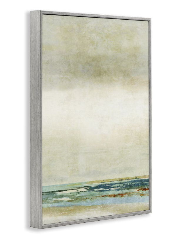 Modavart Framed Canvas Print Wall Art Pastel Cloudy Sky Beach Shore Abstract Nature Illustrations Modern Art Minimalism Landscape Multicolor Zen for Living Room, Bedroom, Office - 24"x36" White