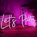 Let's Party Neon Signs, Neon Light Sign for Wall Decor 20 x 9Inches Large LED Neon Sign Art Decorative Lights for Wedding Party Home Bar Store Festival, Pink