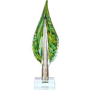 QFkris Blown Glass Tree of Life Leaf Sculpture for Home Decor, 16inch Hand Blown Glass Art Decorative Statue for Book Shelf Living Room Office Desk Home Decoration Accents Collectible Figurines (Extra Large)