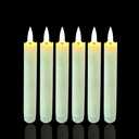 6Pack Flameless Taper Candles with Timer 6 Hours On and 18 Hours Off Cycle Automatically for Table Decorations Halloween Christmas Church Wedding (Warm White) No Remote