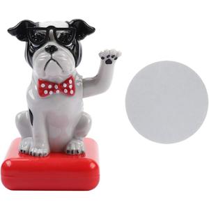 Funny Adorable Swing Waving Dog Solar Car Ornament, Propylene, Shown, Suitable for Home, Office, and Car Decoration(Black&White)