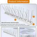 QIEGL Bird Spikes for Pigeons 304 Stainless Steel Small Birds Anti Bird Spike Metal Bird Deterrent Spikes Fence Spikes Cover 25 Feet (23 Pack Uninstalled)
