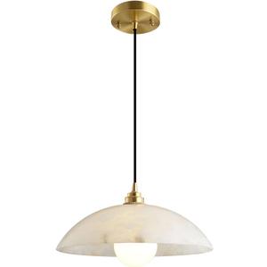 15.7in Alabaster Pendant Light Gold Brass Chandelier for Kitchen | Hanging Ceiling Light, Dining Room, Bedside, Over Table, Marble Stone, Contemporary, Luxury, Hanging Lights, Light Fixtures
