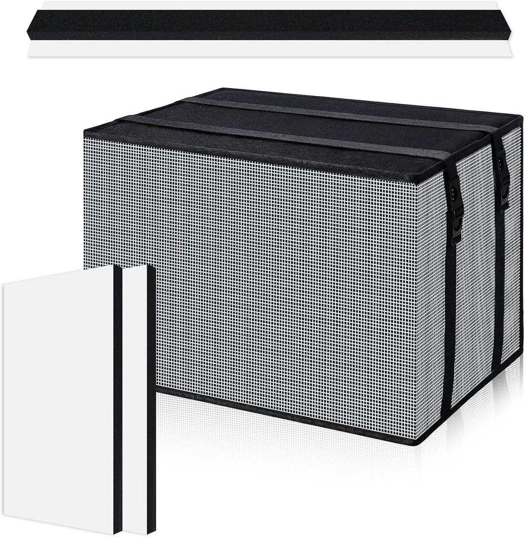 4 Pcs Mesh Window Air Conditioner Cover Outdoor, Surround Insulation Side Panels for Window Ac for Winter and Summer Bugs Rain Dirt Resistant Air Conditioner Cover (21"w 16"h 15"d)