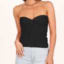 ANRABESS Tube Top for Women Summer Strapless Bandeau Knit Twist Knot Corset Crop Basic Tank Tops 2026 Vacation Beach Clothes (Black, XS)