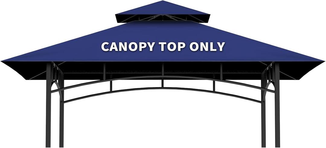 Grill Gazebo Replacement Canopy Top Only - 5' x 8' Outdoor BBQ Gazebo Canopy Roof, Waterproof Double Tiered Shelter Cover Fit for Model L-GG001PST-F (Blue, 5x8)
