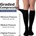 (3 pairs) Compression Socks 20-30 mmHg Long Knee High Socks for Women Men Support Athletic Travel Daily Wear (Black, XS)