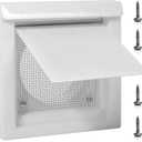 4" Dryer Vent Cover Outdoor Dryer Wall Vent for Outside Airflow Exterior Wall Vent Kit with Screen & 4 Screws White (1 Pack)