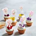 Ephlyn 36Pcs Floral Cupcake Toppers Baby in Bloom Baby Shower Cake Decorations Wildflower Baby Shower Decorations Flower Birthday Cupcake Toppers for Wildflower Birthday Party Decorations