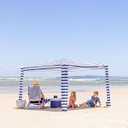 CoolCabana Beach Shade Tent - Easy Setup, UPF 50+ Protection, Large & Medium Sizes, Compact & Wind Resistant - Beach Cabana for The Whole Family - Navy Stripes, Large