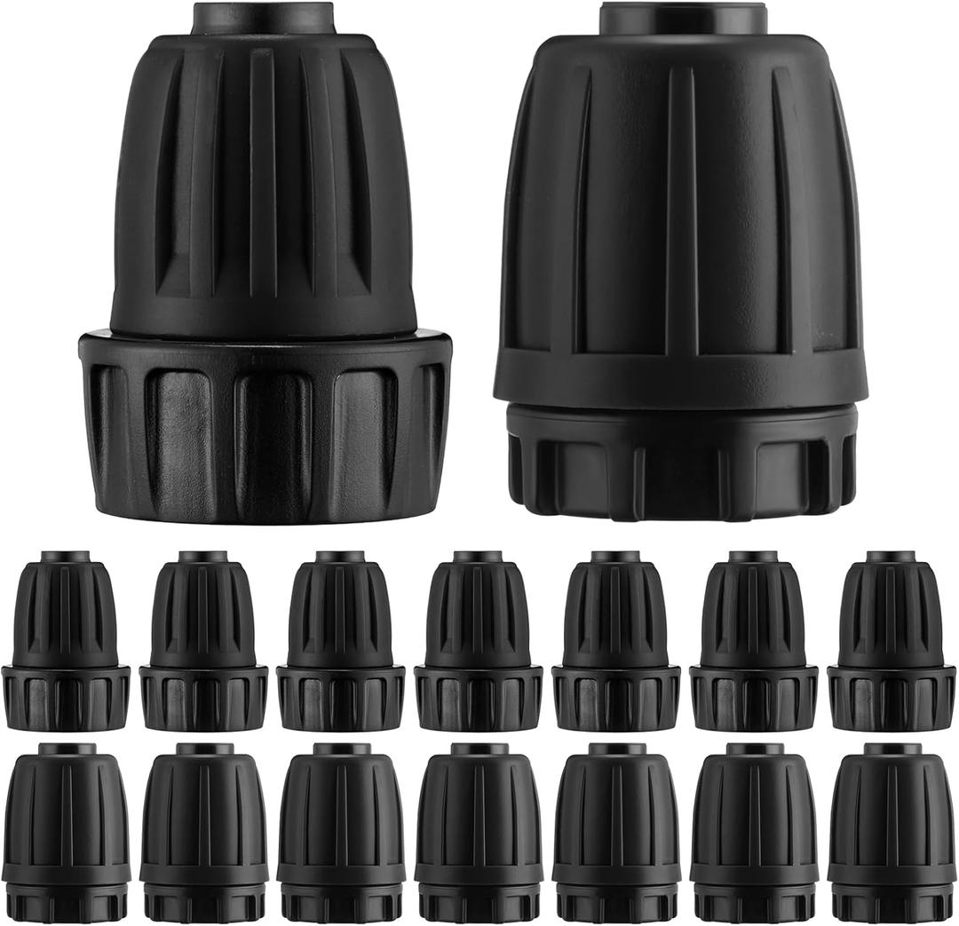 Pushglossy 12 Pcs 1/2 Inch Garden Hose Adapter 3/4" to 1/2" Drip Irrigation Tubing Faucet Adapter Drip Irrigation Parts Faucet to Hose Adapter for Garden 3/4 Inch Faucet Connector (Black)