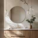 ANDY STAR 30" Round Brushed Nickel Bathroom Mirror, Silver Wall Mirror for BathroomMetal Round Circle Mirror for Wall, Bathroom (Premium Stainless Steel Frame)
