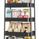 TOOLF 5-Tier Metal Rolling Cart with Wheels, Storage Utility Organizer Cart for Kitchen, Bathroom, Office, Baby Essentials & Makeup - Lockable Casters, Easy Assembly, Large Capacity, Black