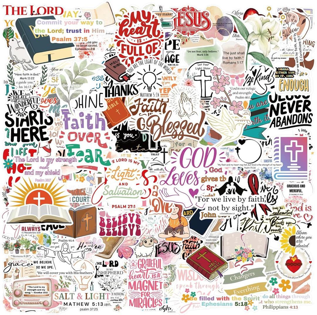 4 x 178 Pcs Christian Water Bottle Stickers, Soft Retro Biblical Christian Stickers for Prayer Board Journaling Laptop, Inspirational Religious Gifts for Kids, Girls, Women (Faith178)