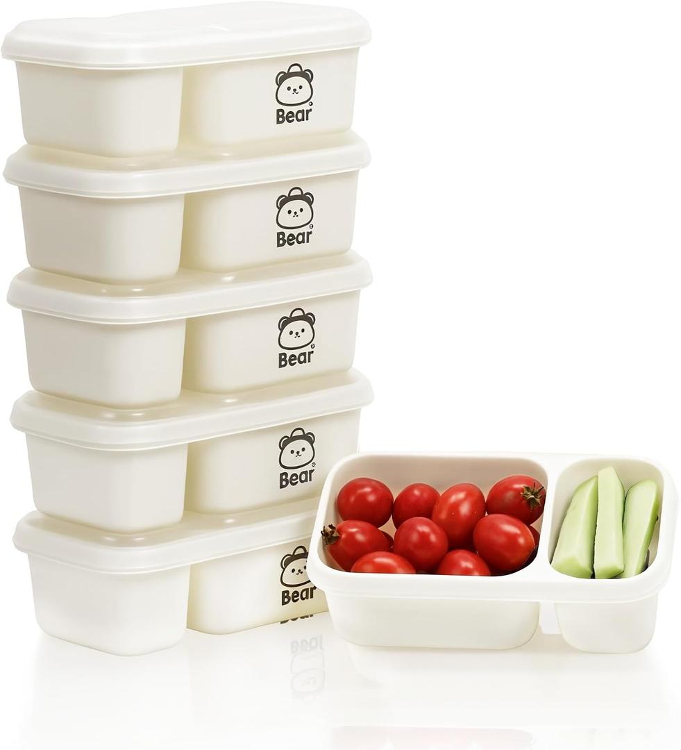 6 Pack Reusable Snack Containers with Lids, 2-Compartment Snackle box, Reusable Snack Packs Container for Meal Prep, Food Storage On-the-Go Snacking for Picnic, Work, Travel