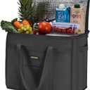 JUNGYOON Heavy-Duty Insulated Grocery Bags & Insulated Bag  Collapsible Cooler Bag with Zippered Top | Reusable Shopping Bags for Groceries, Picnics, Beach (XL Black)