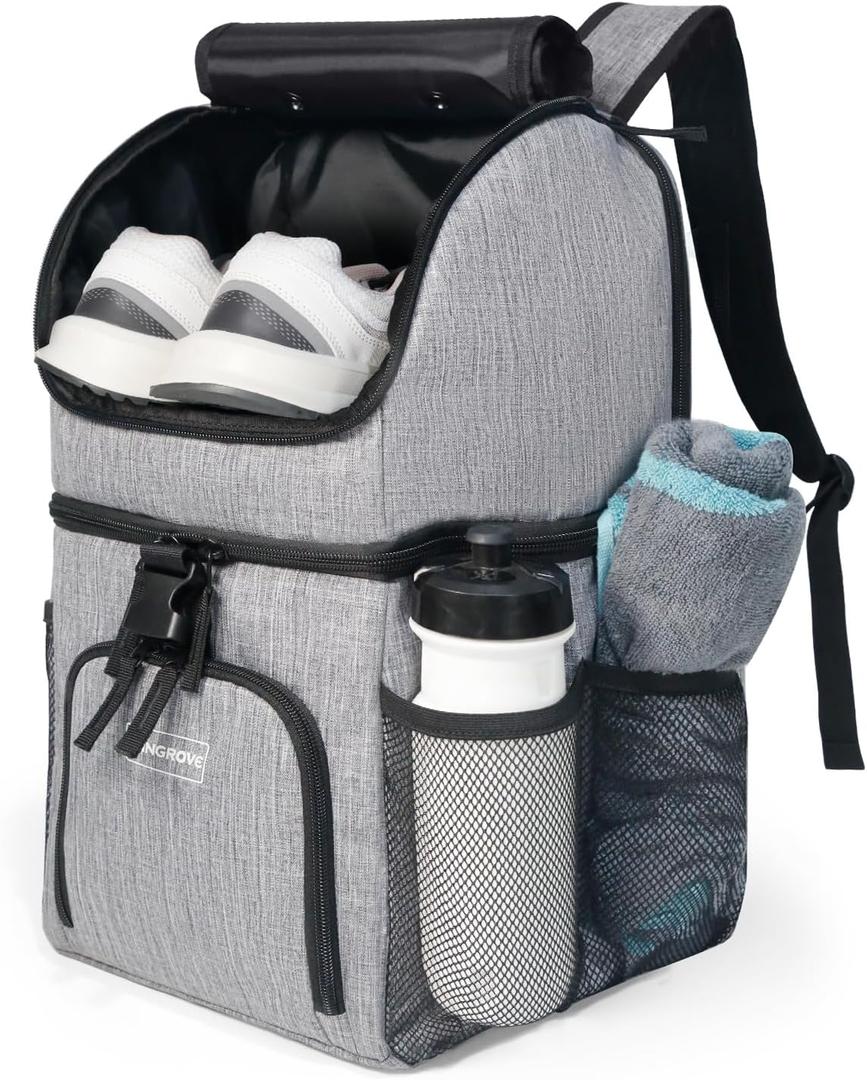 Mangrove Bowling Ball Bag, 2024 Bowling Backpack for 1 Ball, Bowling Bags with Padded Holder, Fits Bowling Shoes Up to Mens Size 14 and Accessories (Gray)