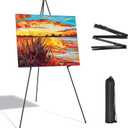 SunyesYoon Display Black Easel Stand for Wedding Sign, Artist Instant Tripod Collapsible Portable Floor Easel for Posters, 63" Adjustable Easy Folding Metal Stand for Display Show, Arts, Painting