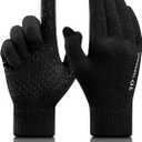 TRENDOUX Winter Gloves For Men Women, Cold Weather Warm Touchscreen Glove Unisex, Non-slip, Elastic Cuff, Knit Stretchy (Large, Black)