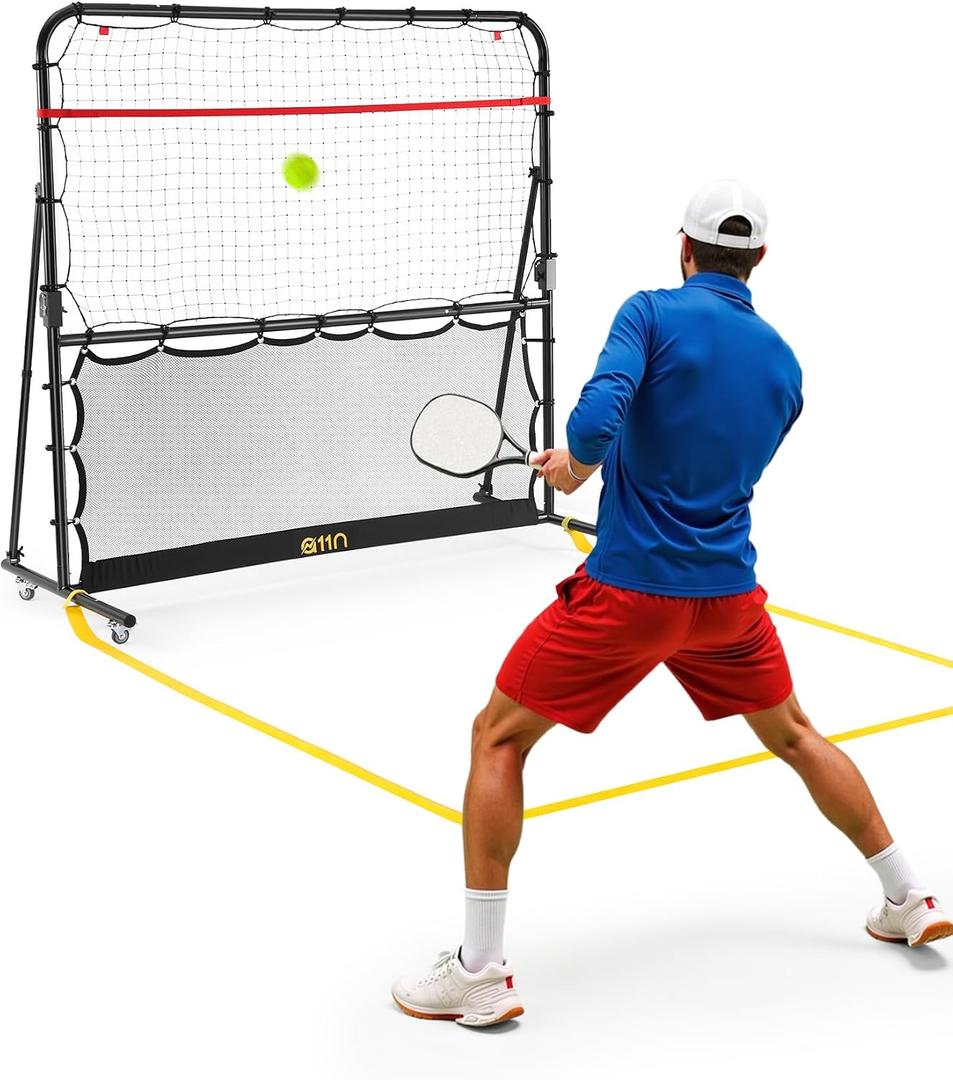 A11N SPORTS Pickleball Rebounder with Adjustable Angles & 360 Wheels Practice Rebounder for Forehand, Backhand, Dinks, Volleys Ideal for Indoor Garage or Outdoor Driveway
