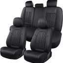 Leather Seat Covers, Car Seat Protector Waterproof, Seat Covers Full Set, Car Seat Protectors 5 Seats, Automotive Seat Covers Fit for Most Cars Black