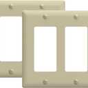 TOPELER 2-Gang Decorative Wall Plates, Switch Outlet Electrical Cover Plate, Unbreakable Thermoplastic Faceplate Cover for Decora Light Switch or Outlet, 4.50 x 4.53 inches, Glossy Ivory, 2 Pack