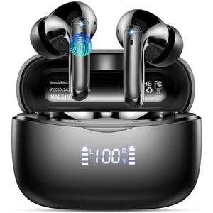 Wireless Earbuds, HiFi Sound Bluetooth 5.3 Headphones with 4 ENC Noise Mic, 56H Playtime Ear Buds with LED Display, USB-C, IPX7 Waterproof Wireless Headphones for Sports Workout