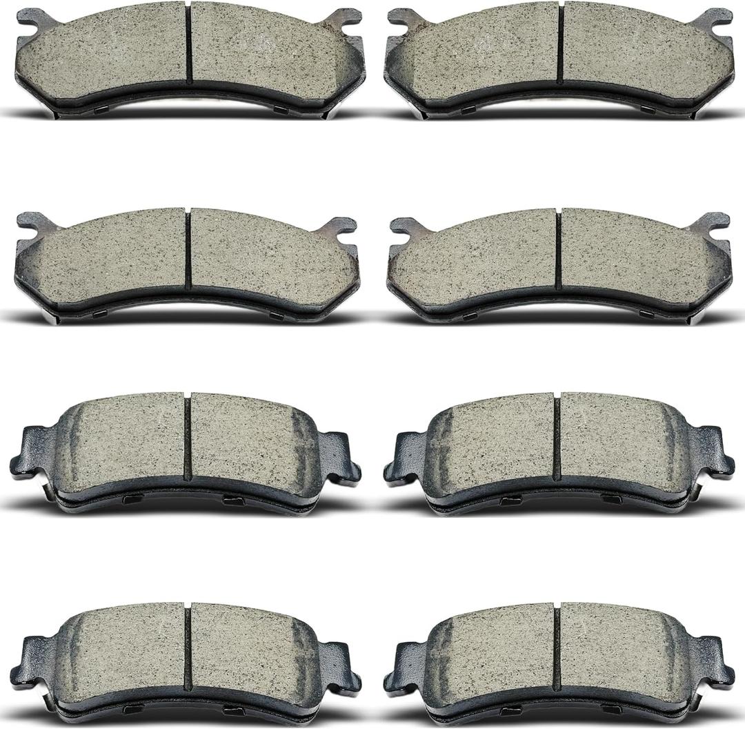 Front Rear Ceramic Brake Pads 8 Pieces Set fit for Chevroletfor 1999-2006 Silverado 1500,2003-2005 Astro,2000-2001 Tahoe,for GMCfor 1999-2006 Sierra 1500,2003-2005 Safari,2000-2002 Yukon