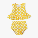 Aalizzwell 12-24 Months Toddler Baby Girls Swimsuit Two Piece Polka Dot Ruffle Bathing Suit Bikini Tops Bottoms Swimming Suit Swimwear Beach Wear Yellow 18 Months