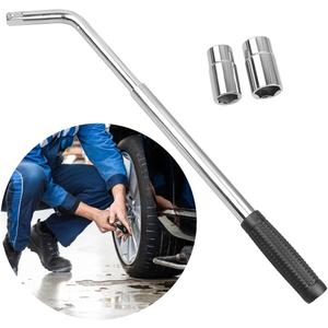 Car Telescoping Lug Wrench, Extendable 4 Way Vehicle Wheel Brace Removal Tool with 17/19mm and 21/23mm Sockets, Automotive Tire Nut Repair Wrench Accessories, Universal Fit