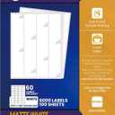 2/3" x 1-3/4", 100 Sheets, 6000 Return Address Labels for Laser & Inkjet Printers, Permanent Adhesive, Letter Size